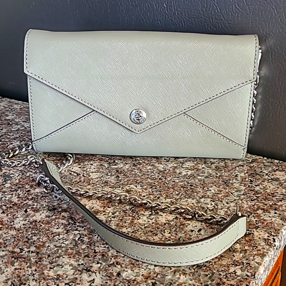Rebecca Minkoff Handbags - Rebecca Minkoff Grey Leather Crossbody Envelope Clutch